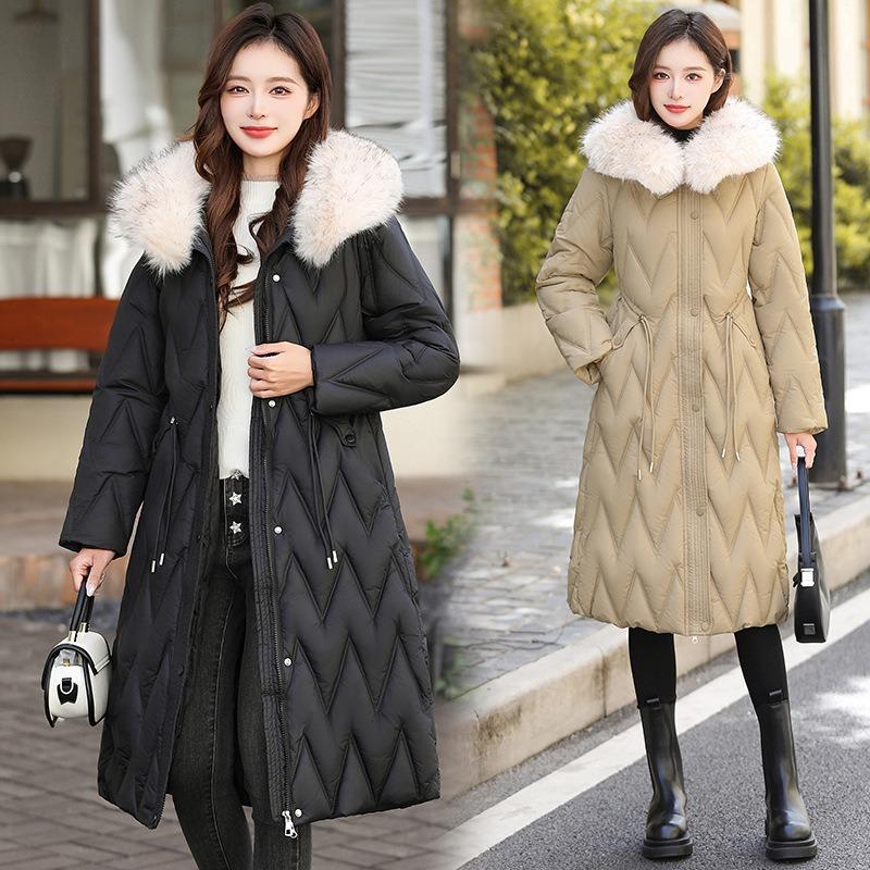 Down Cotton Clothes Women's Medium and Long Winter New Fashion Loose Thickened Warm Windproof Hooded Jacket