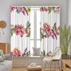 2pcs Wild Flowers Peonies With Watercolor Style Printed Curtains Rod Pocket Curtain  For Living Room Bedroom Windows Home Decor