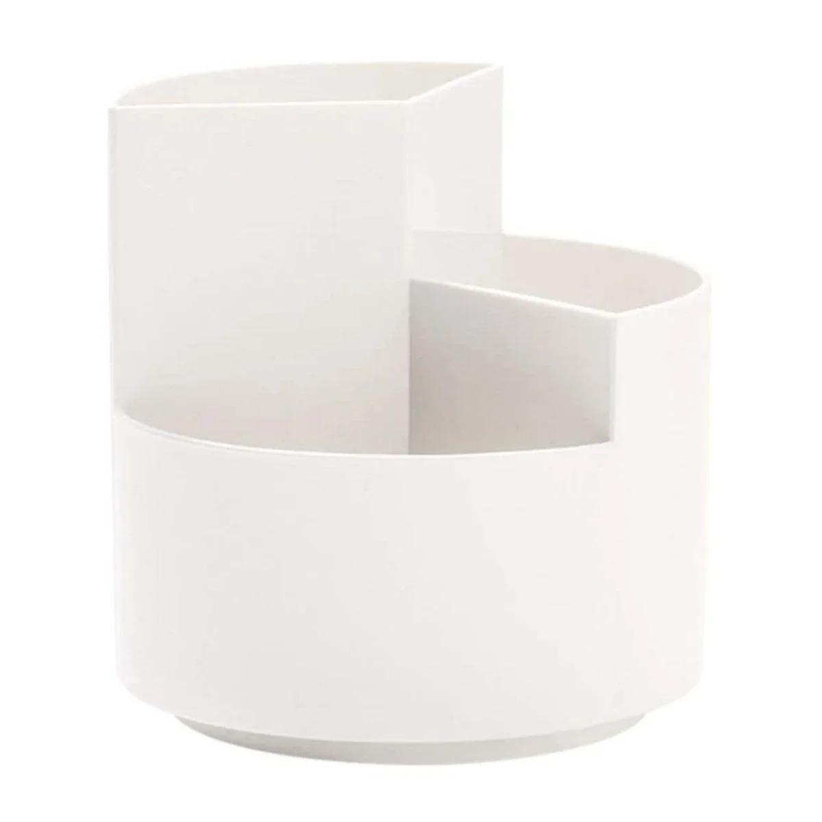 

360° Rotating Makeup Brush Organizer Multi-Functional Plastic Cosmetic Tools Storage with 3 Compartments Desktop Organizer Box белый