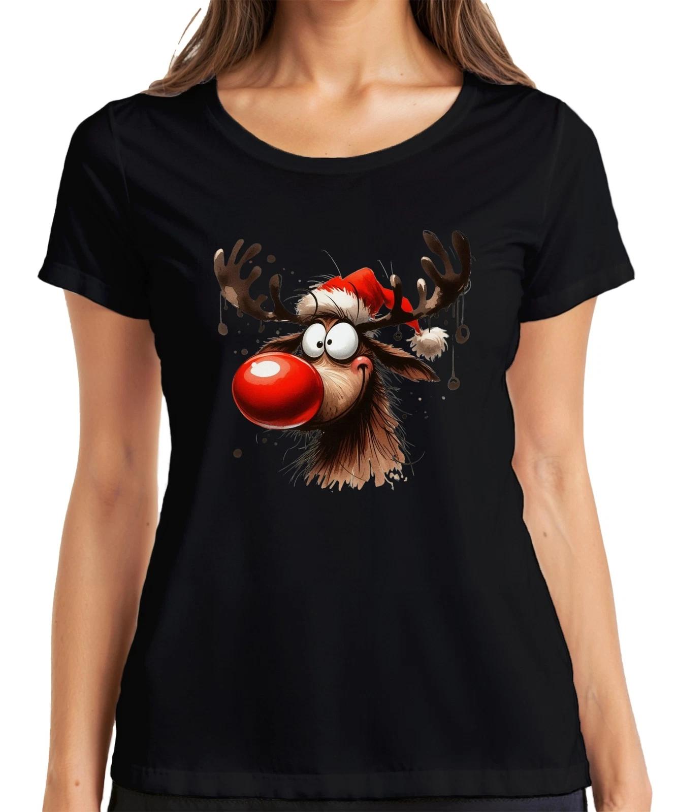 Lustiges Reh Rentier Rudolf Elch - Weihnachten Xmas Christmas Damen T-Shirt XS