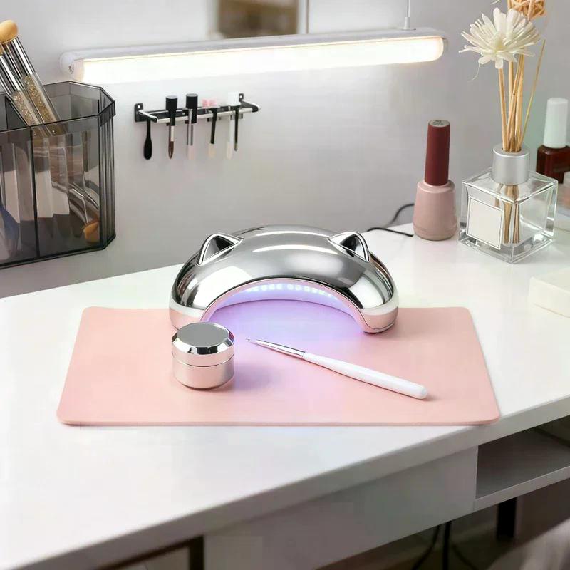 Foldable Nail Art Table Mat PU Leather Studio Desk Mat Nail Armrest Cushion Waterproof Hand Rest Pad Scratch Dirt Easy Cleaning
