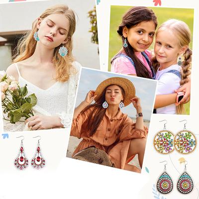 10 Pairs Diamond Painting Earrings Snowflake Boho Diamond Earrings Making Kit DIY Earrings Making Kit for Adults Beginners
