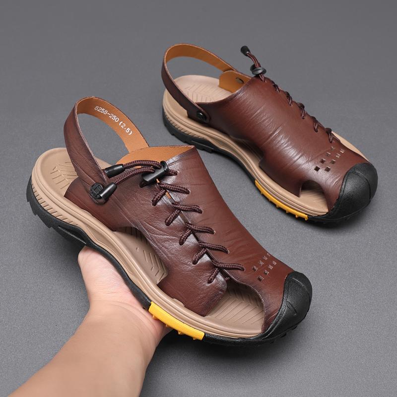 Fashion New Summer Beach Sandals 2024 Genuine Leather Men Shoes Summer New Large Size Men's Sandals Men Sandals Fashion Sandals Slippers