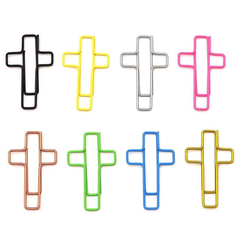 50 Pcs Journal Paper Clips Crosses Shaped Paper Clip Bookmarks Metal Paperclips Creative Planner Clips for Office