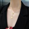 316L Stainless Steel New Fashion Fine  Geometric Square Round Carving Love Chain Choker Necklaces & Pendants For Women
