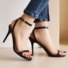 Elegant Women's Sandals Summer Shoes Sexy High Heel Flip Flops Ladies Ankle Strap Black White Red Dance Party Shoes Large Size