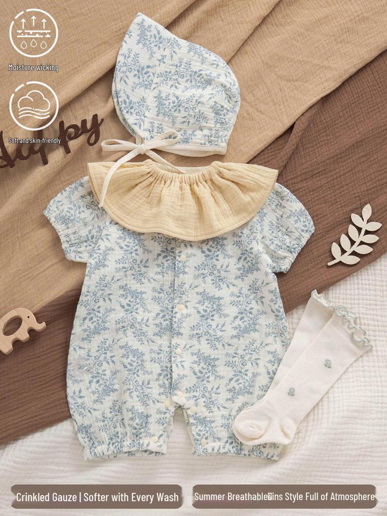 Entzückendes Sommer-Strampler-Set mit Blumenprint für Baby-Mädchen - 0 bis 12 Monate