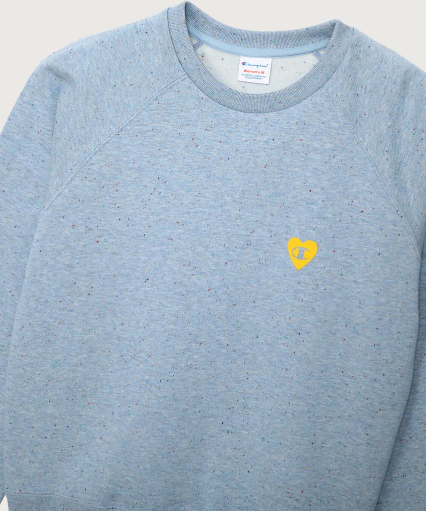 Champion Women'S Heart Logo Loose Fit Sweatshirt Light Blue