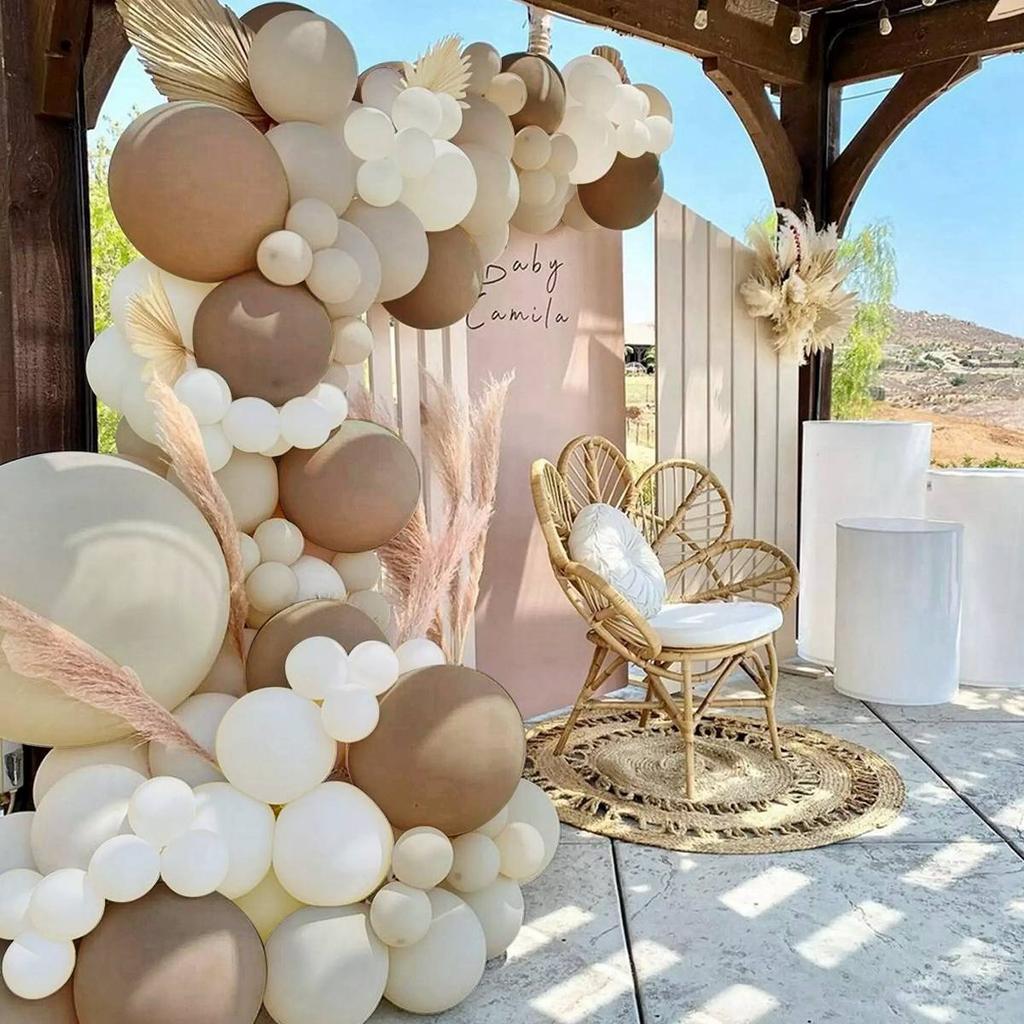 Sand White Balloon Garland Arch Kit Happy Birthday Party Decoration Kids Baby Shower Globos Wedding Birthday Party Latex Ballons