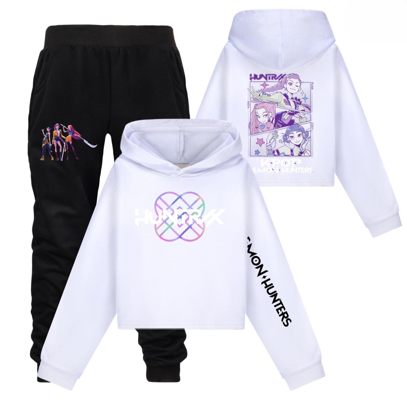 

Детский худи и брюки, двухпредметный спортивный костюм, комплект свитшота с длинным рукавом и принтом 170 белый