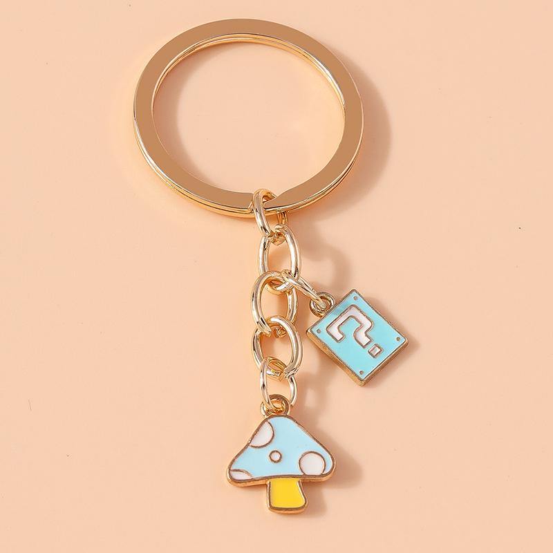 Cute Enamel Mushroom Keychain Question Mark Key Ring Pendant for Men Women Handbag Accessories DIY Jewelry Gift