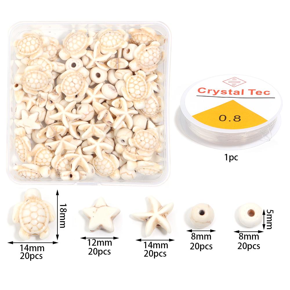 1 Box Ocean Series Turquoise Beaded Set Color Starfish Sea Turtle Loose Spacer Beads Charm Jewelry Making DIY Kit Crystal Line