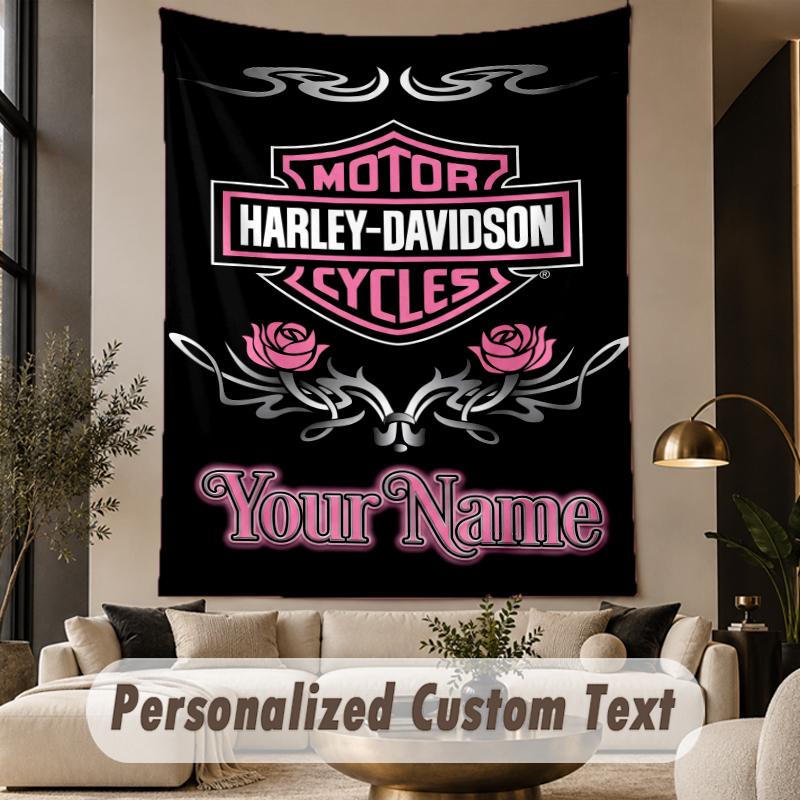 Custom Text Tapestry Harley-Davidson Print Wall Tapestry Indoor Living Room Wall Decor