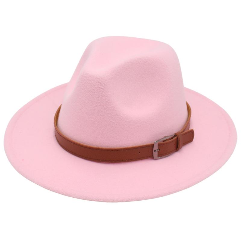 British Style Gentleman'S Top Hat Versatile Trendy Suit Matching Top Hat Belt Buckle Felt Fedora