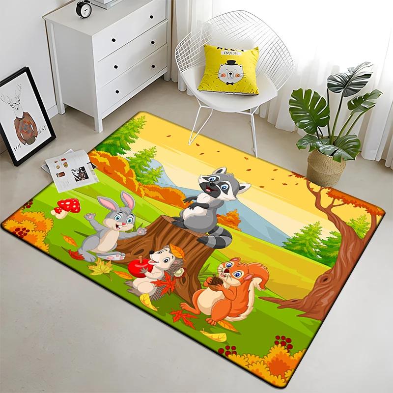 Cute Jungle Animal Carpet Area Rugs Anti-slip Doormat 3D Print Cartoon Animals Carpet for Living Room Bedroom Decor Child Gifts