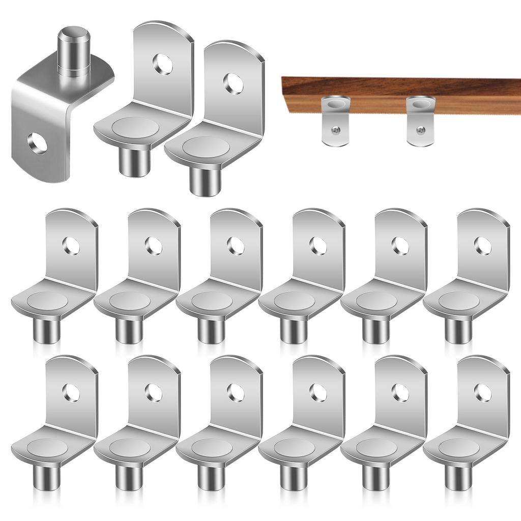 20Pcs Robust L-Shaped Shelf Support Brackets Iron Cabinet Pegs for Bookcase Kitchen Closet Office Shelving Units Shelf Holders