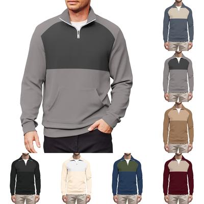 Erkek Rahat Uzun Kollu Dik Yaka Çeyrek Fermuarlı Sweatshirt