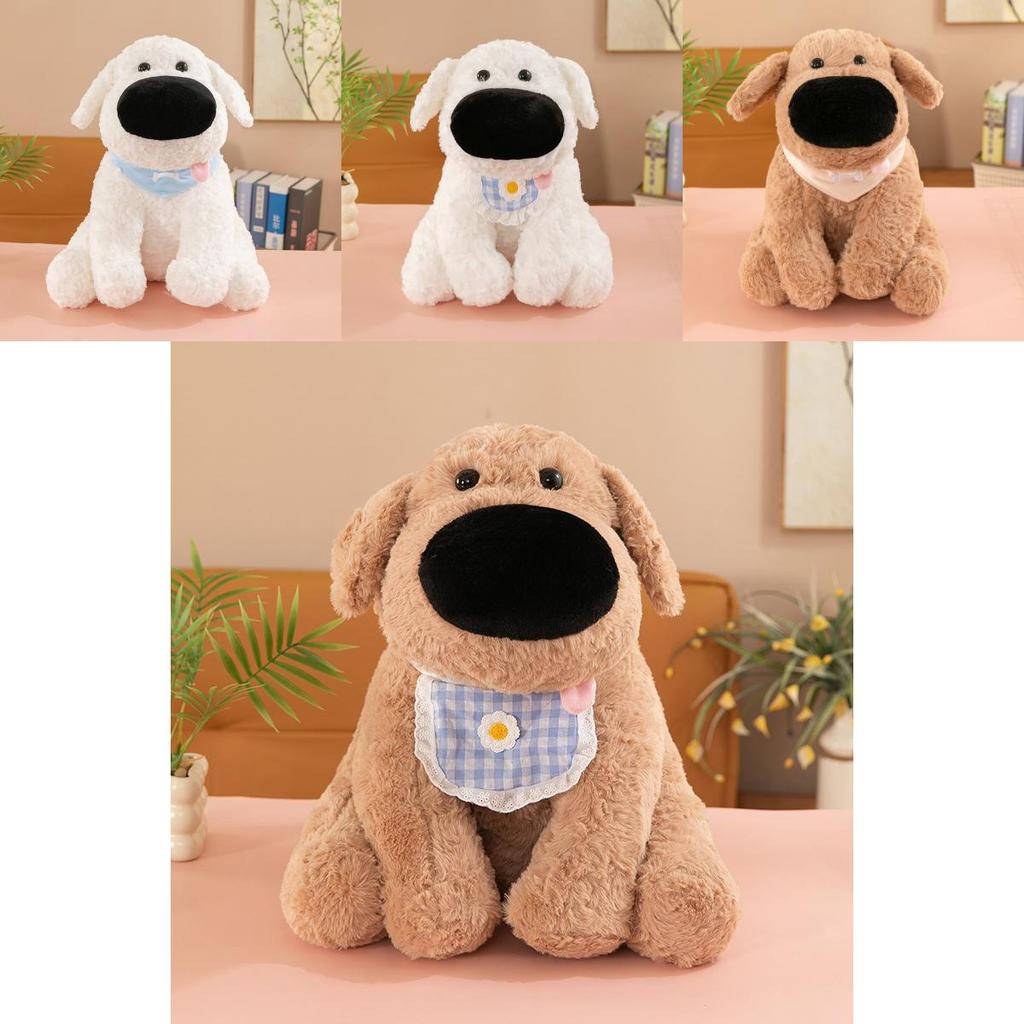 Adorable Plush Dog Toy For Kids Soft Creative Cartoon Dog Doll Gift In Brown And White