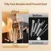 Transparent Makeup Display Rack Flip-Top with Lid Makeup Brushes Holder 17 Slots Thickened Cosmetic Brush Storage Box Bathroom