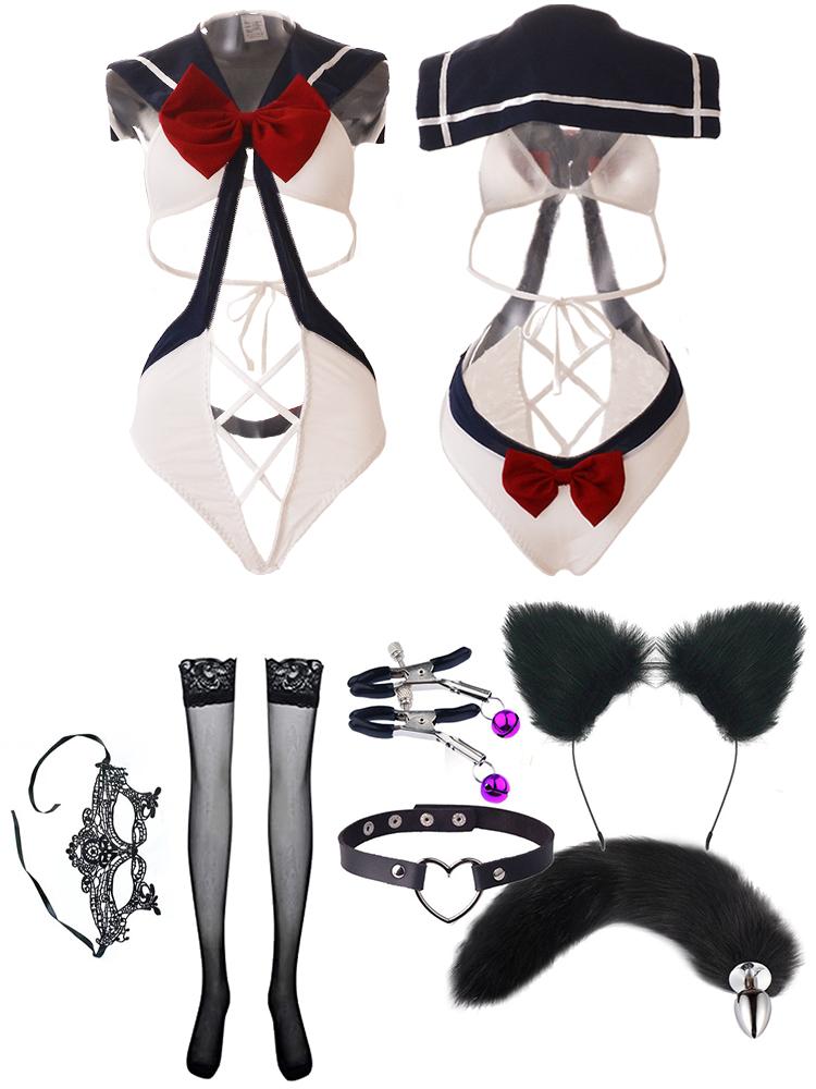 Sexy Lingerie SchoolGirl Babydoll Role Costume Women Erotic Cosplay Student Uniform Maid Mini JK Skirt Tube Dress Sensual Outfit