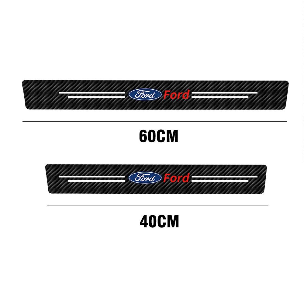 4pcs/set Carbon Fiber Leather Car Threshold Protector Door Sill Cover Sticker For Ford Fiesta Kuga Mondeo Fusion Explorer Escape