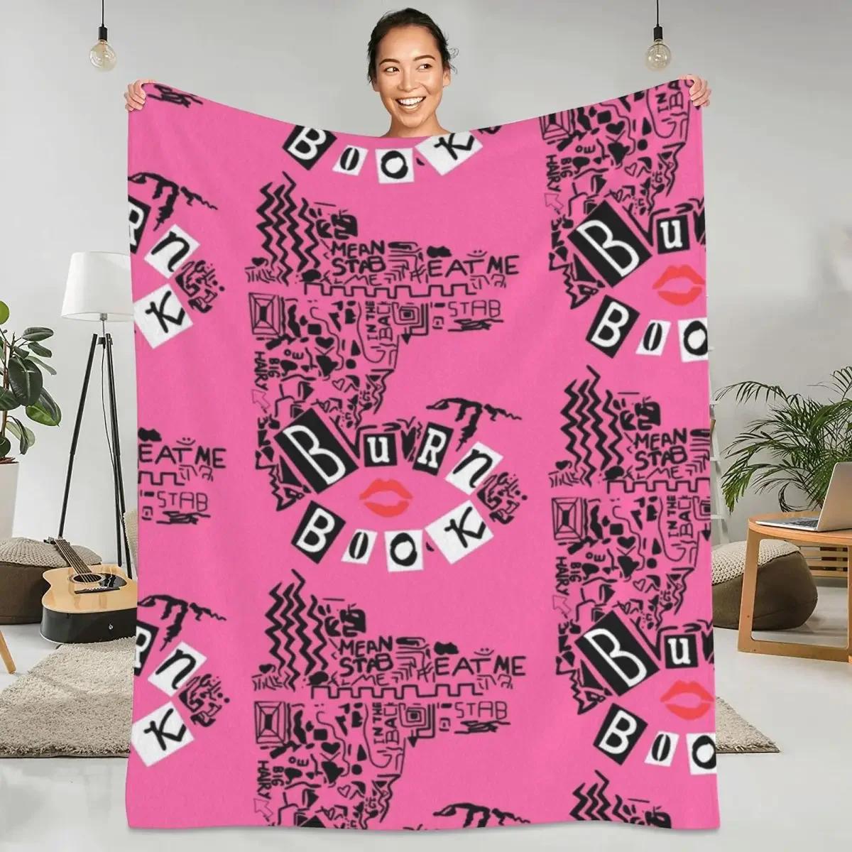 Mean Girls Burn Book Flannel Blanket  Pink Soft Durable Throw for Bedroom Camping Graphic Bedspread Sofa Bed Cover 100cmx150cm