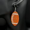 Rugby American Football Balls Dangle Earrings for Women Men Crystal Black Color Sports Style Earrings Jewelry joyeriaZZZ1063