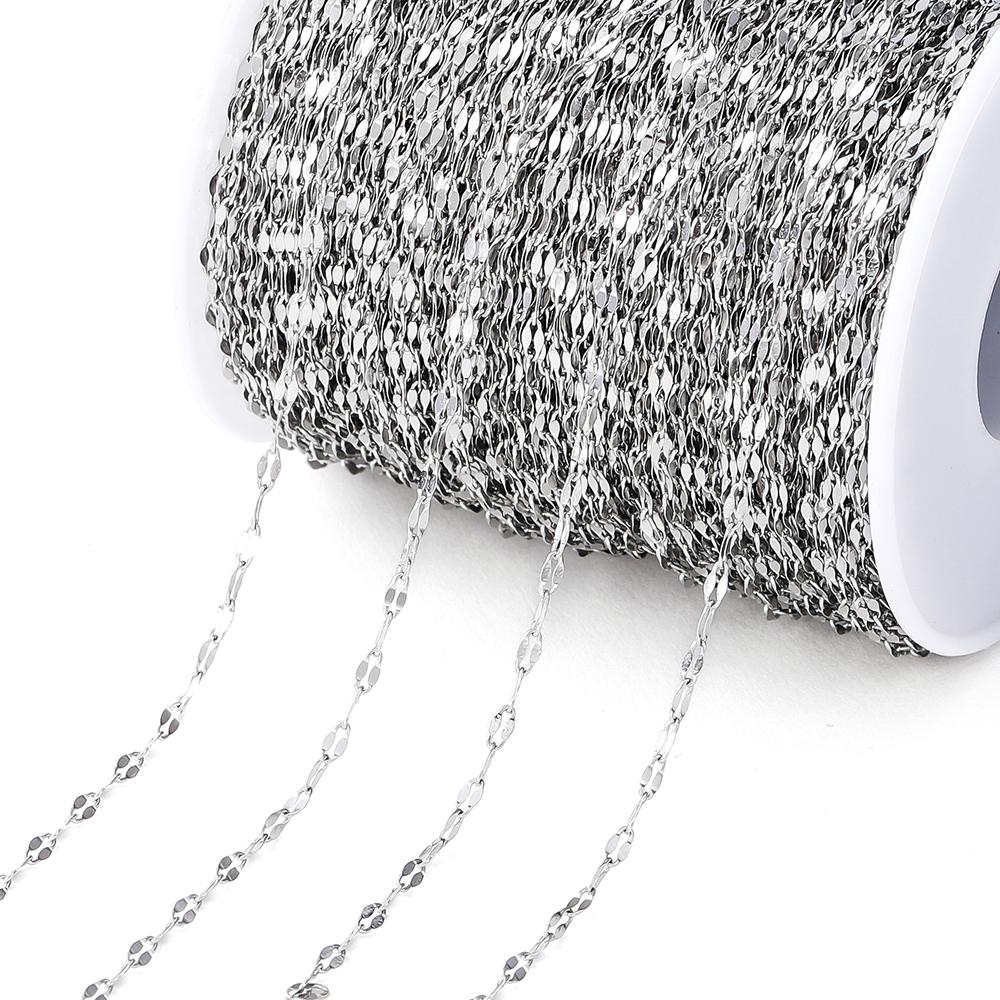 2Meters Stainless Steel Chain Gold Color Lip Shape Link Chains for DIY Necklace Bracelet Anklet Jewelry Making Accessories
