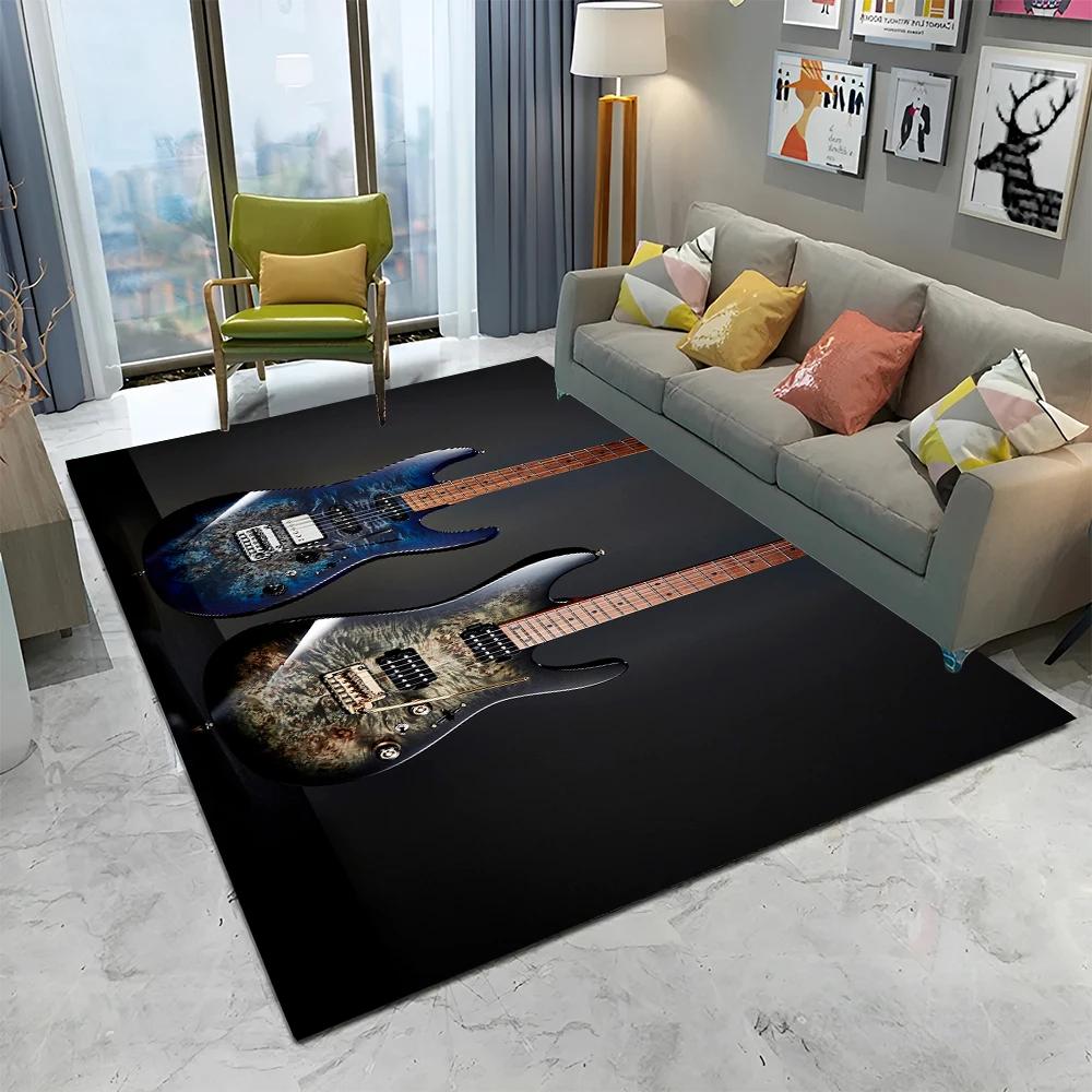 Electric Guitar 3D Classical Guitar Carpet Rug for Home Living Room Bedroom Sofa Doormat Decor,kids Area Rug Non-slip Floor Mat