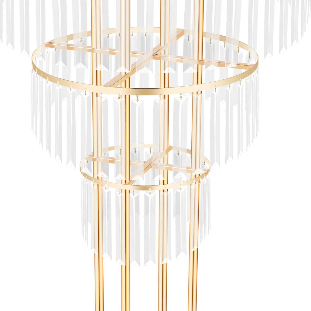3 Tiers Wedding Vases Centerpieces Crystal Flower Stand, Modern Gold Round Pedestal Stand, Circular Chandelier Base for Wedding