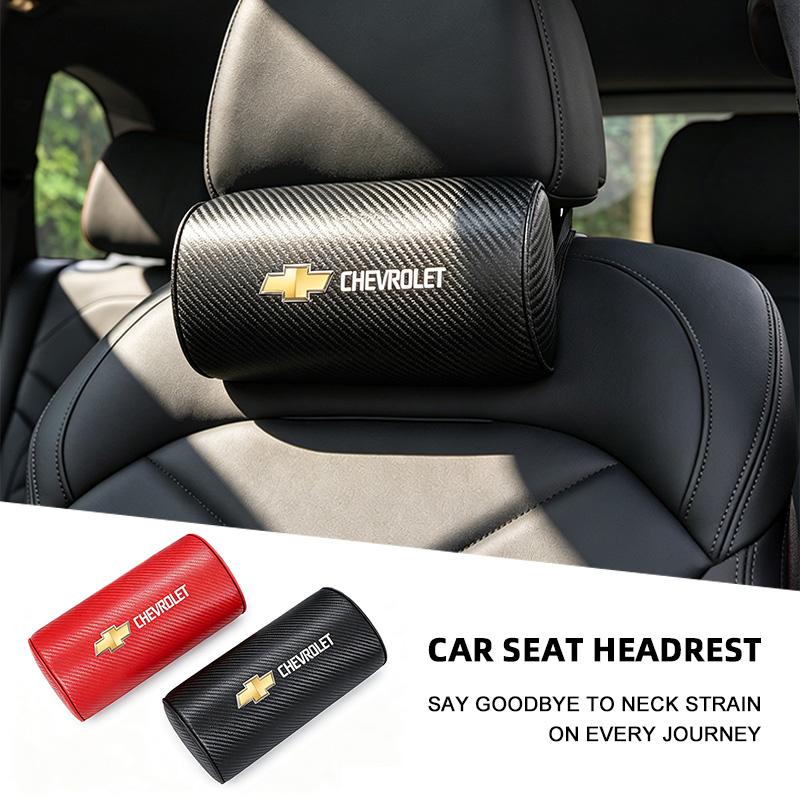 Car Seat Headrest Neck Pillow Carbon Fiber Tire Valve For Chevrolet Spark Captiva Cruze Malibu Equinox Trax
