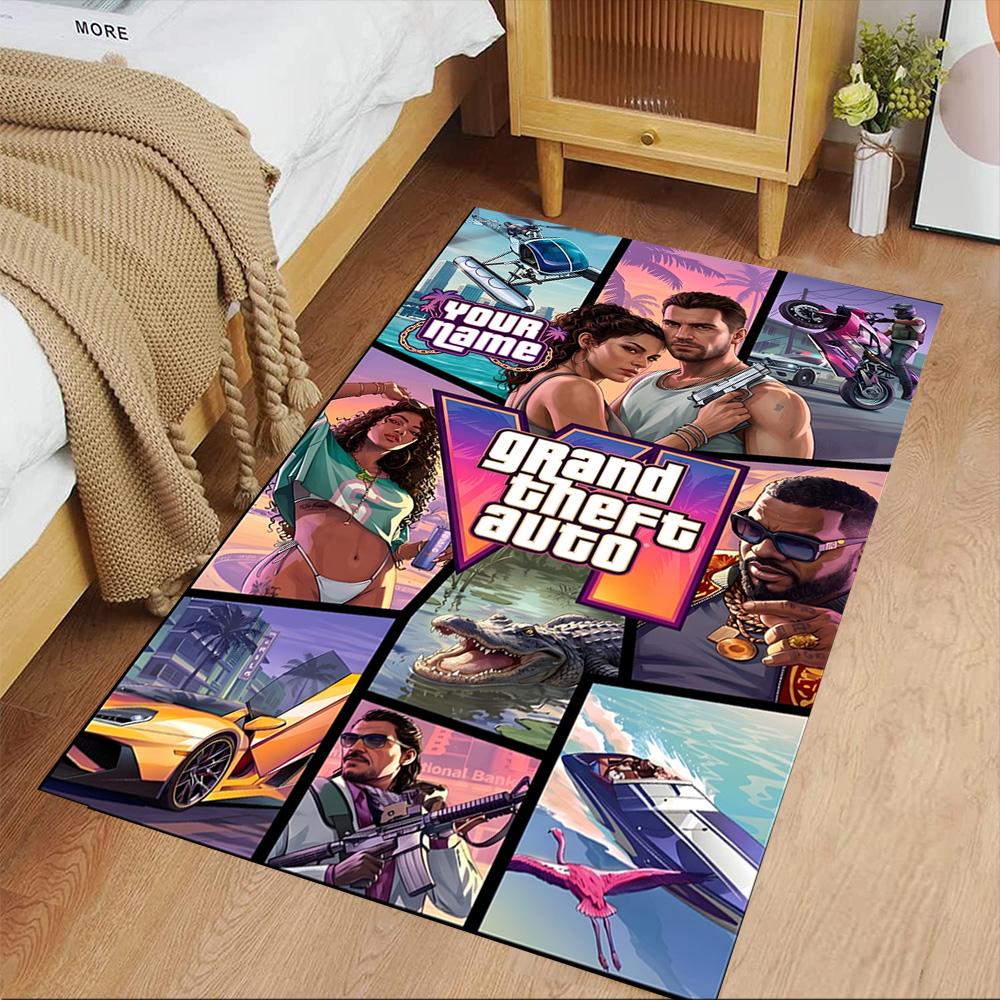 Grand Theft Auto Customize Your Name Area Rug Suitable for Decorate room Game Room Foyer Hallway Antislip Carpet Office home decor Spiritual Gift