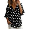 Women's Vintage Floral Print V-Neck T-Shirt - Loose Fit Short Sleeve Blouse, Faux Cotton-Linen Fabric