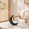 Crescent Shape Vase 3D Printed Moon Flower Vase, Modern Decorative Minimalist Holder Container for Living Room Table Centerpiece Stylish Ceramic