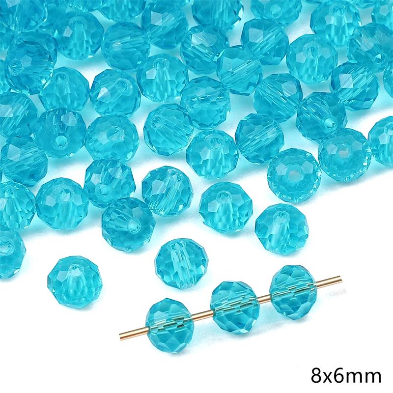 20pcs Blue Color Crystal Glass Loose Space Beads for Bracelet Necklace DIY Jewelry Craft Making Beads