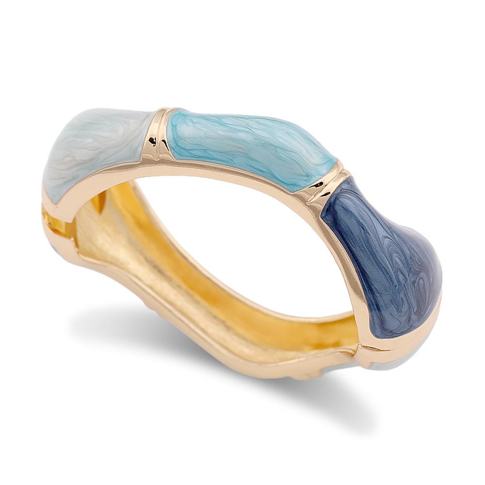 DIEZI 5 Style New Fashion Blue Irregular Enamel Cuff Bangles Hip Hop Geometric Gold Color Wide Bracelet For Women Men Jewelry