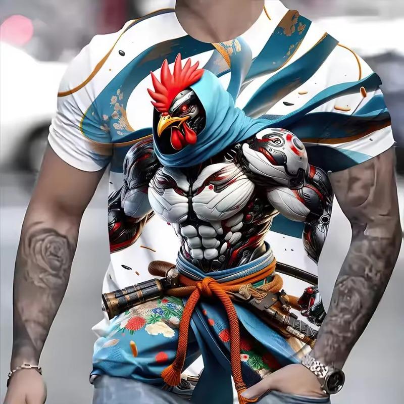 

Забавная мужская футболка с 3d принтом в виде курицы, футболки с короткими рукавами и рисунком собаки, уличная одежда большого размера, летние повседневные мужские топы XS