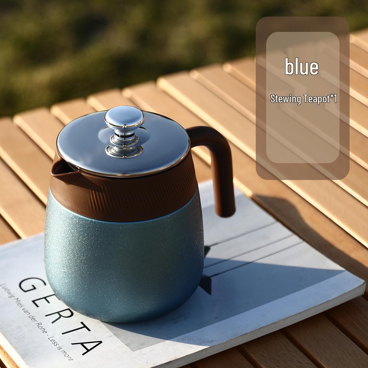 Titanium-Plated Stewing Teapot & Infuser with Handle - Office Cup for Tea/Water Separation, Perfect for Business Gift 700ml