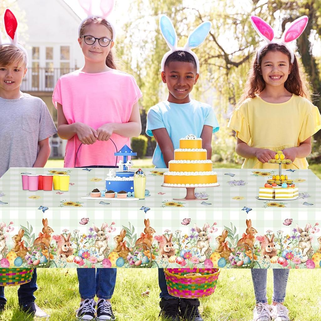 Vintage Tema Påskhare Äggfest Bordsduk Engångs Högtidsfirande Dekorationer Festlig Middagsfest Tillbehör
