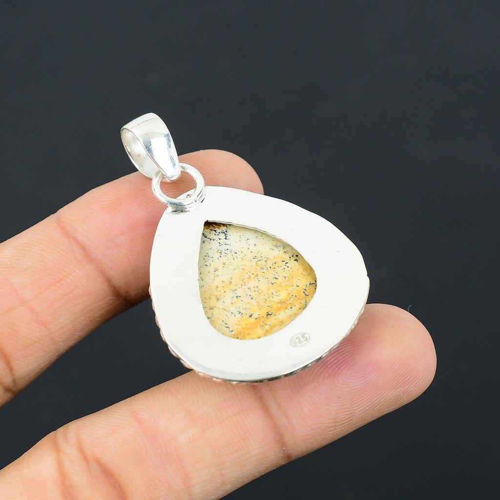 Muttertagsverkauf Natürlicher Bildjaspis Sterlingsilber Handwerker Anhänger Schmuck