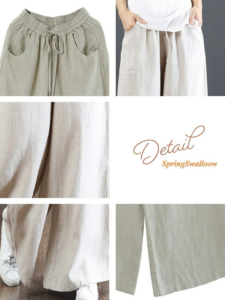 Active Relax Lang Weit Elastisch Elastischer Kordelzug [SpringSwalloow] Damen Leggings, Hosen, Hosen, Hosen, Loungewear, Taille, Kordelzug, Herbst,