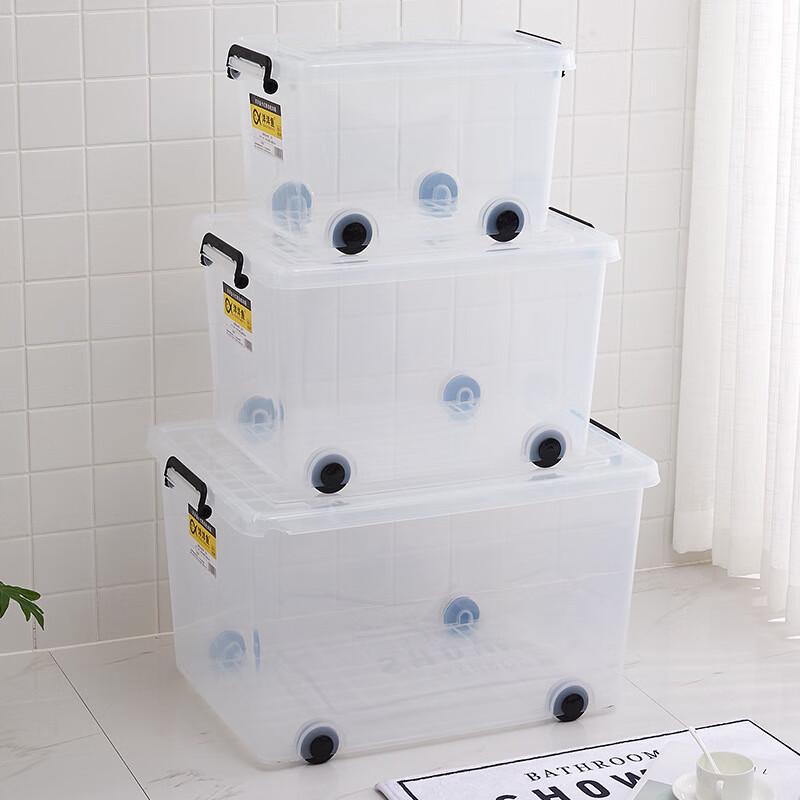 Miflame Clear Rolling Storage Bin with Lid
