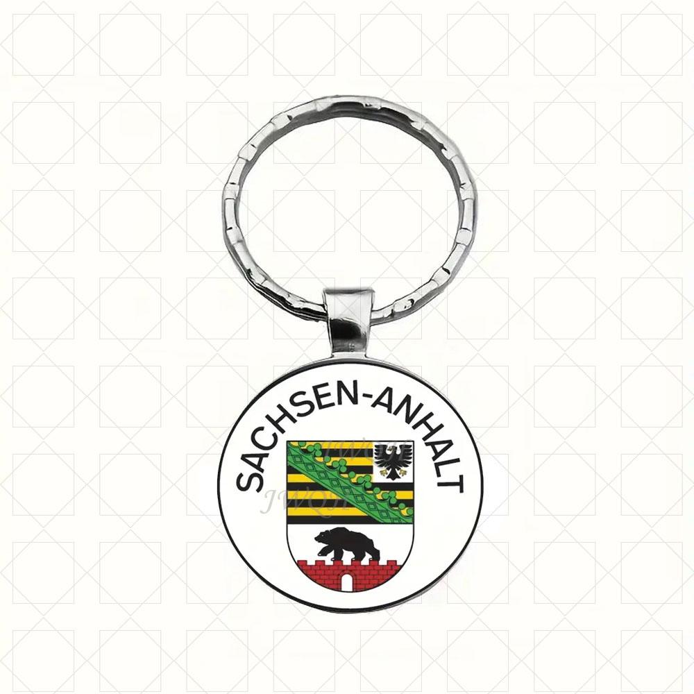 

1PC For Saxony-Anhalt State Flag Design Keychain Durable DIY Car Keyring Accessories, Creative Pendant for Men & Women Gift