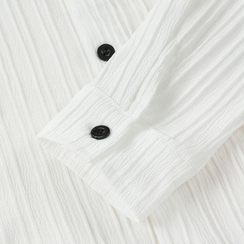 Skjorte for studentuniform med slips Gutter Langermet Hvit Skjorte Gutter Bølgepappbluse med Elastisk Slips Topp