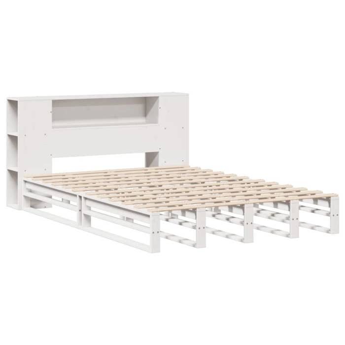 VidaXL Bookcase Bed Without Mattress White 160x200 Cm Solid Wood, Bed, Bedroom Furniture, Bed with Storage, Bed 3323882