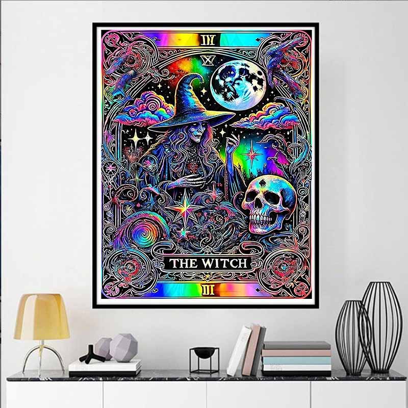 Disney Diamond Painting Witch Colorful Tarot Style Art Illustration Cross Stitch Hanging Printed Puzzle Mosaic Embroidery Home Decor 5D DIY Art New