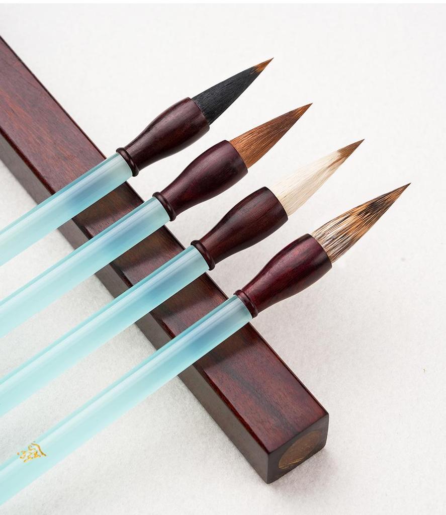 Professional Mixed Bristle Brush Pen Set (Wolf & Purple Hair) for Calligraphy, Painting, and Practice Writing