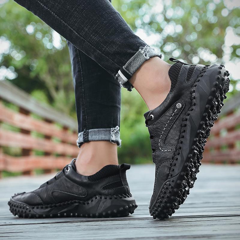 Autumn and Winter New Outdoor Leisure Leather Shoes Retro Low-Top Men's Shoes Trendy Plus Size British Style Work Shoes