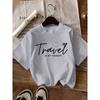 Women Casual Crew Neck T-Shirt Travel Is My Therapy Graphic Summer Short Sleeved Harajuku Streetwear Tops Tees