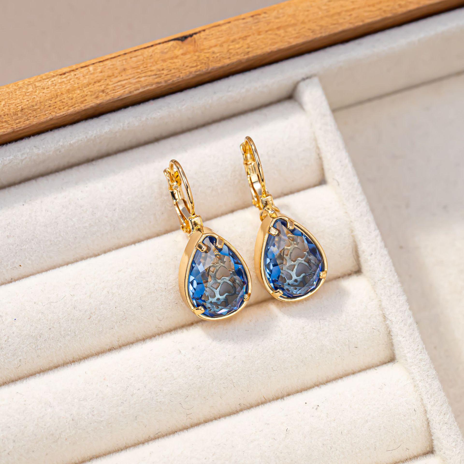 French Zirconia Oval Earrings - Women s Luxurious Micro-inlaid Accessories